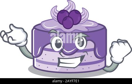 Cool selbstbewusst Erfolgreicher Blueberry-Kuchen-Cartoon-Character-Stil Stock Vektor