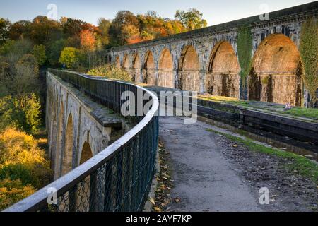 Chirk Aqueduct am Llangollen-Kanal in Nordwales. Stockfoto