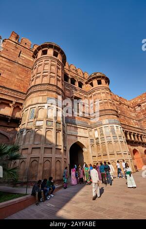 Amar Singh Gate, Agra Red Fort Agra, Uttar Pradesh, Indien Stockfoto