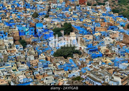 Luftaufnahme der blaue Stadt Jodhpur, Rajasthan, Indien Stockfoto