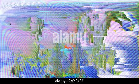 Pixel defekt digitaler Glitch 3D-Prismenfarbbildschirm Stockfoto