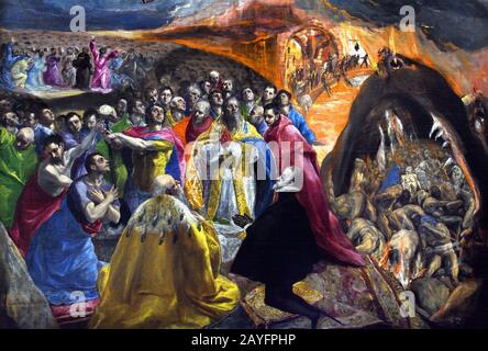 Die Anbetung Jesu nannte auch Das Lied von Philipp II. 1578-1579 El Greco (Domenikos Theotokópoulos) 1541-1614, 17., Jahrhundert, Spanien, Spanisch, Griechisch, Griechenland, - Stockfoto