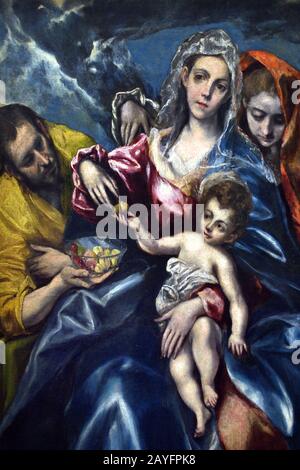 Die heilige Familie mit der heiligen Maria Magdalen 1595-1600 El Greco (Domenikos Theotokópoulos) 1541- 1614, 17., Jahrhundert, Spanien, Spanisch, Griechisch, Griechenland, - Stockfoto