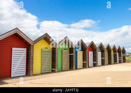 Blyth Beach Huts, Northumberland Stockfoto