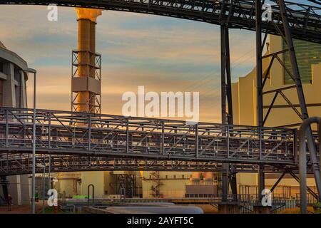 Förderanlage Moorburger Kraftwerk, Deutschland, Hamburg, Moorburg Stockfoto