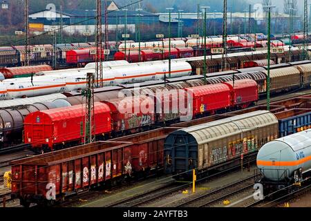 Zugbildungsanlage im Stadtteil Vorhalle, Rangierbahnhof, Deutschland, Nordrhein-Westfalen, Ruhrgebiet, Hagen Stockfoto