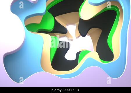 Dekoratives minimalistisches Bild mit geschwungenen Linien im Sci-Fi-Motiv Stockfoto