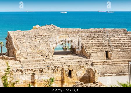 Römisches Amphitheater Coliseum in Tarragona, Spanien Stockfoto