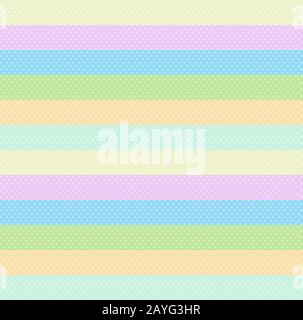 Streifenhintergrund aus Pastell Baby-Farben und Polka Dots. Nahtlose Horizontale Pinstreifen Rosa Blau Grün Orange und Gelb Palette für Hintergrundpapier Scrapboo Stockfoto