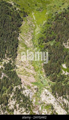 Auswirkungen auf den Bergrutsch, Katastrophenkonzept Stockfoto