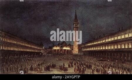 Francesco Guardi - Nachtzug auf der Piazza San Marco Stockfoto