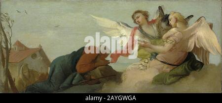 Francesco Zugno - Abraham en de drie engelen. Stockfoto