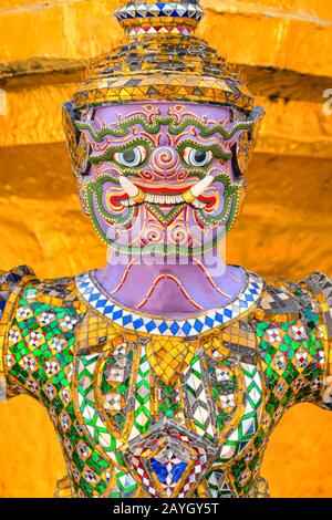 Bangkok, Wat Phra Kaews, Tempel des smaragdgrünen Buddha und Komplex des großen Palastes. Bangkok, Thailandia. Stockfoto