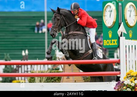 CSIO Masters Spruce Meadows 2004, Prudential Steel Cup, Harold Chopping, Kanada, Reiten Kathleen Stockfoto