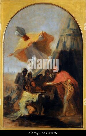 Francisco de Goya - Aparición de San Isidoro al Rey Fernando III El Santo, ante los muros de Sevilla. Stockfoto