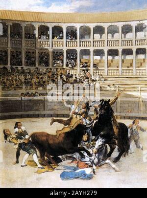 Francisco de Goya y Lucientes - Picador Von der Bulle Erwischt Stockfoto