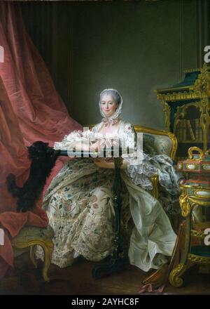 François-Hubert DrouAIS 1763-4. London NG. Madame de Pompadour in ihrem Tambour Rahmen. Stockfoto