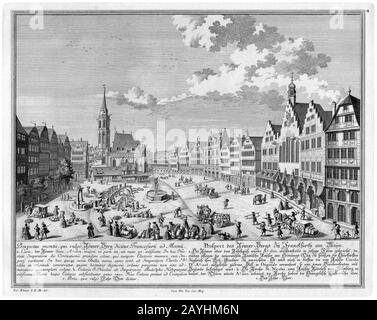 Frankfurt Am Main-Salomon-kleiner-DFFFM-004-Prospekt des Roemer-Bergs zu Franckfurth am Mayn. Stockfoto