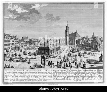 Frankfurt Am Main-Salomon-kleiner-DFFFM-006-Interessenten der St. Katharinen-Pfort zu Franckfurth an der Mayn. Stockfoto