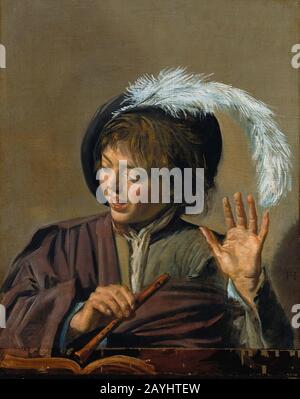 Frans Hals - singen junge mit Querflöte Stockfoto