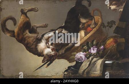 Frans Snyders (Werkstatt) Kämpende Katzen. Stockfoto