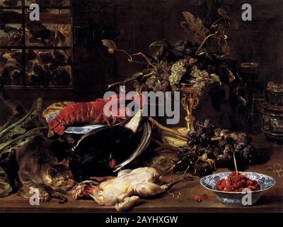 Frans Snyders - Still-Life mit Krabben, Geflügel und Obst Stockfoto