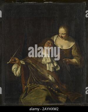 Frans van Mieris (I) - EIN Mann, Der Raucht und eine Frau, Die 1660-1665 RCIN 406624 Trinkt. Stockfoto