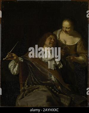 Frans van Mieris (I) - EIN Mann Raucht und eine Frau Trinkt RCIN 404614. Stockfoto