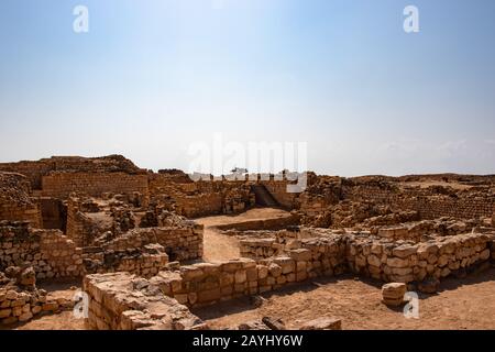 Ruinen der historischen Stätten Khor Rori und Sumhuram der UNESCO in Taqa bei Salalah im Oman Stockfoto