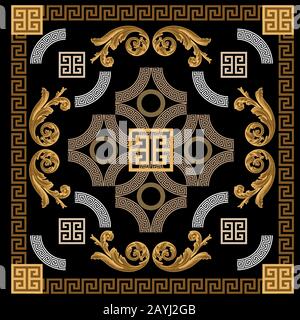 Goldfarbenes Design im Stil des Baroque mit rundem griechischen Design Stockfoto