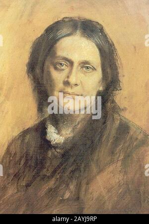 Franz von Lenbach - Clara Schumann (Pastell 1878). Stockfoto