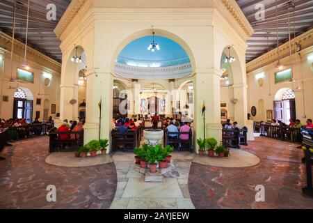 NEU-DELHI, INDIEN - 06. OKTOBER 2019: St. James oder Skinner Church ist eine der ältesten Kirchen in Neu-Delhi, in der Nähe des Kaschmir-Tores in Indien Stockfoto