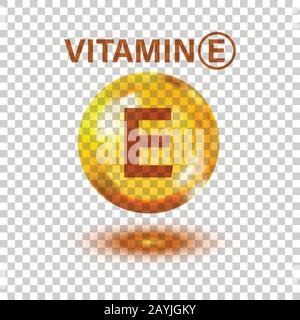 Vitamin E Symbol im flachen Stil. Pille capcule Vector Illustration auf weißem Hintergrund isoliert. Skincare Business Konzept. Stock Vektor