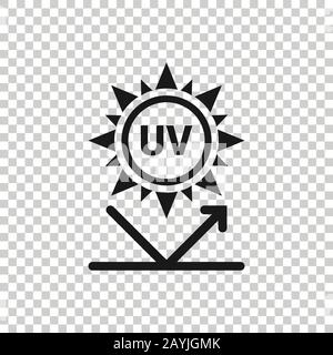 UV-Strahlung Symbol im flachen Stil. Uv-Vector Illustration auf weißem Hintergrund isoliert. Solar Protection Business Konzept. Stock Vektor