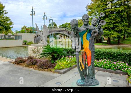 Louis Armstrong Park New Orleans, Charles Buddy Bolden Skulptur von Kimberly Dummons, Stadtpark in Treme Neighbourhood, New Orleans, Louisiana, USA Stockfoto