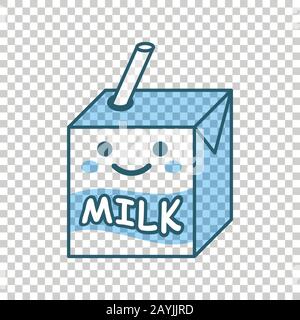 Süße Milch Symbol im flachen Stil. Milchshake Vector Illustration auf weißem Hintergrund isoliert. Cartoon lustig Container Business Konzept. Stock Vektor