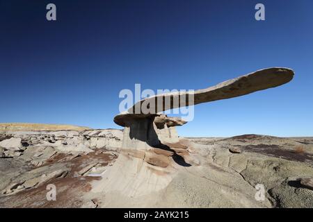 King of Wing, erstaunliche Felsformationen im Ah-shi-sle-pak Wildnis Study Area, New Mexico USA Stockfoto