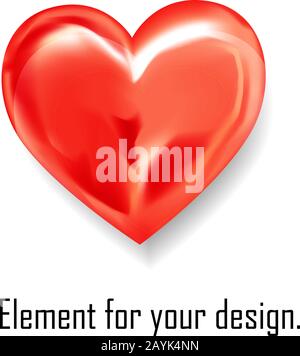 Rotes Herz auf weißem Hintergrund. Vektor-realistische Abbildung. Element für Ihr Design. Stock Vektor