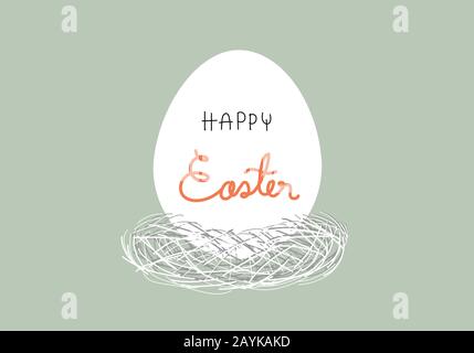 Vektorkontur Zeichnung - osterei mit Kaninchenohren, isoliert auf weißem Hintergrund. Dünne Linie. Stockfoto