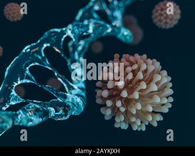 China pathogen respiratorisches Coronavirus 2019-ncov-Grippe. Pandemie-Risiko-Konzept. 3D-Rendering Stockfoto