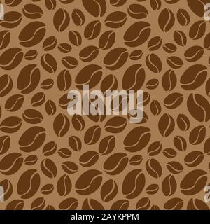 Nahtloses Muster mit karibbraunen Kaffeekörnern auf beigem Hintergrund Stock Vektor