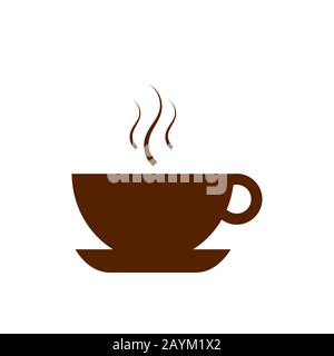 Espresso-Symbol. Cafeteria, Café, Café-Bar, Symbol. Espresso-Kaffeetasse mit Dampf. Braunes, frisches Kaffeezeichen. Schild mit heißen Getränken. Kaffee oder Teebecher Stock Vektor