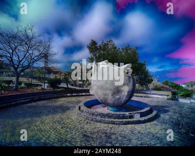 Sehenswürdigkeiten in Santana an der Wintersonnenlage von Madeira, Portugal, Europäische Union Stockfoto