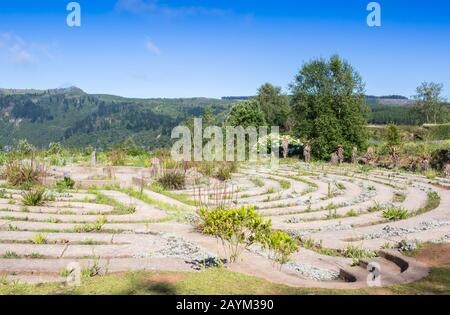 HOGSBACK, OSTKAPER, SÜDAFRIKA - 31. Dezember 2017: Das Labyrinth im Chattres-Stil im wunderschönen Hogsback am Rand Stockfoto