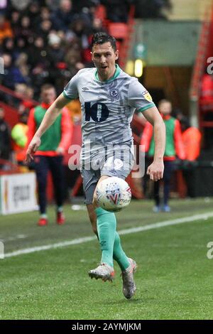 London, Großbritannien. Februar 2020. Stewart Downing von Blackburn Rovers im Einsatz während des EFL Sky Bet Championship Matches zwischen Charlton Athletic und Blackburn Rovers im Valley, London, England am 15. Februar 2020. Foto von Ken Sparks. Nur redaktionelle Nutzung, Lizenz für kommerzielle Nutzung erforderlich. Keine Verwendung bei Wetten, Spielen oder einer einzelnen Club-/Liga-/Spielerpublikationen. Kredit: UK Sports Pics Ltd/Alamy Live News Stockfoto