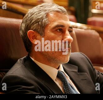 Gaspar Llamazares Trigo (B. 1957). Spanischer Politiker. Vorsitzende der politischen Koalition Izquierda Unida (IU) von 2000 bis 2008, die die Position des Generalkoordinators inneha. Llamazares im Abgeordnetenhaus. Madrid, 25. Mai 2005. Stockfoto