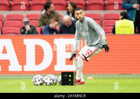 Amsterdam, Niederlande. Februar 2020. Amsterdam, 16-02-2020, JohanCruyff Arena, Saison 2019/2020, Niederländisches Fußball-EM-Spiel Ajax - RKC Waalwijk. AJAX-Spieler Hakim Ziyech Credit: Pro Shots/Alamy Live News Stockfoto