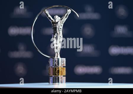 Berlin, Deutschland. Februar 2020. Laureus-Trophäe. Ges/Laureus World Sports Awards 2020, Berlin, 16. Februar 2020 - weltweite Nutzung Credit: Dpa/Alamy Live News Stockfoto