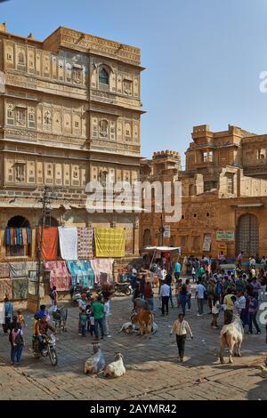 Raja Ka Mahal Kings Palast von Jaisalmer, Rajasthan, Indien Stockfoto