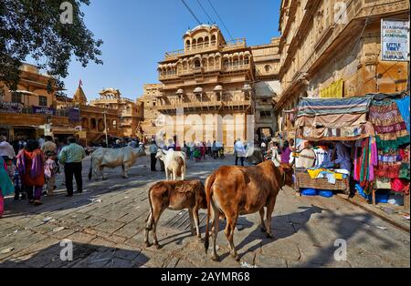 Raja Ka Mahal Kings Palast von Jaisalmer, Rajasthan, Indien Stockfoto